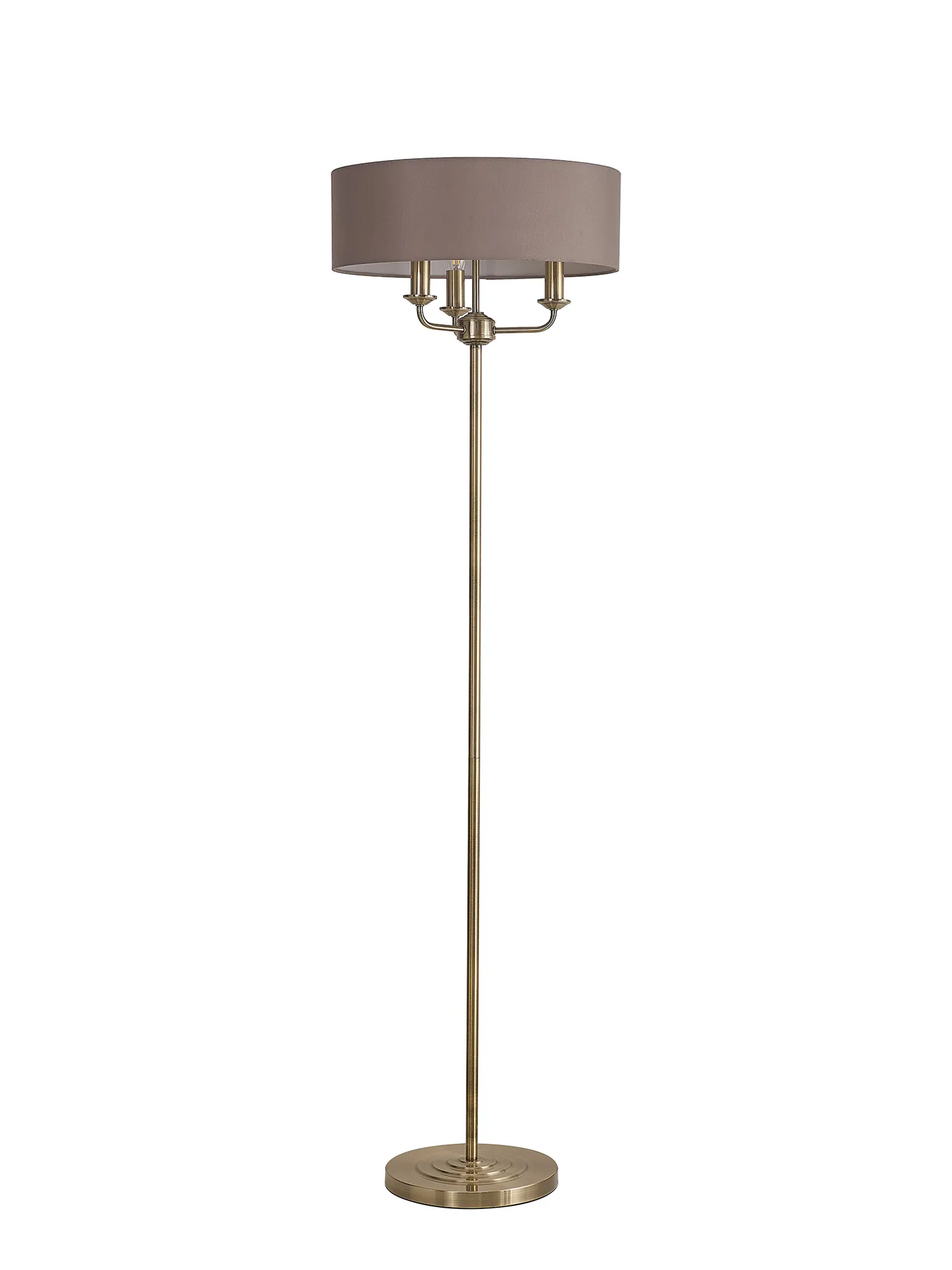 Banyan 45cm 3 Light Floor Lamp Antique Brass, Grey DK0902  Deco Banyan AB GR